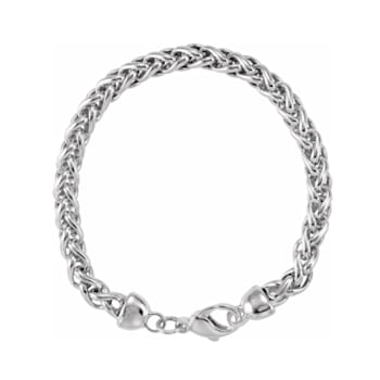 Sterling Silver Solid Wheat 8 Inch Bracelet