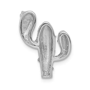 Rhodium Over 14k White Gold Diamond Cactus Pendant