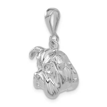 Rhodium Over 14k White Gold Bulldog Pendant