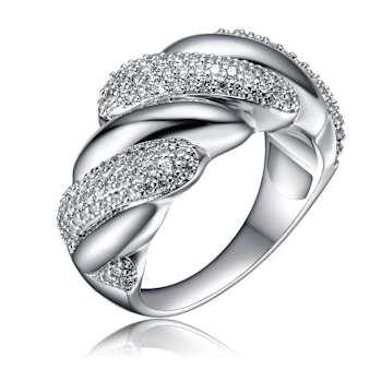 Scalloped Sea Shell CZ Ring In Sterling Silver
