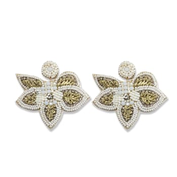 White Seed Beads With Clear Crystal Butterfly Earring