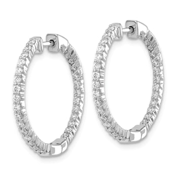 Rhodium Over 14K White Gold Oro Spotlight Lab Grown Diamond SI+, H+, In
and Out Hinged Hoop Earrings