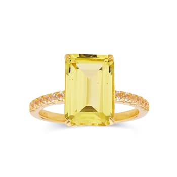 Lab Created Yellow Sapphire with White Topaz Accents 18K Yellow Gold
Over Sterling Silver Ring