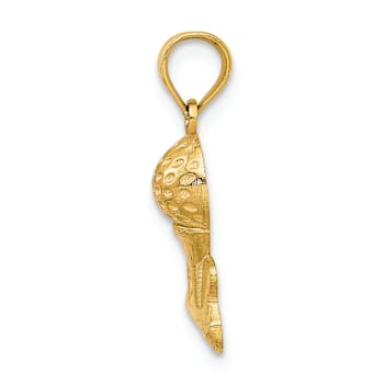 14k Yellow Gold Solid Polished and Textured Golfing Charm
