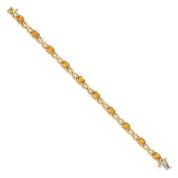14k Two-tone Gold 7x5mm Oval Citrine Bracelet