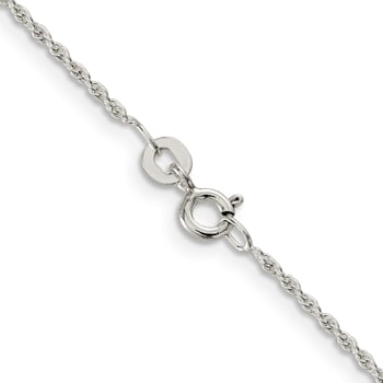 Rhodium Over Sterling Silver 1.3mm Loose Rope Chain with 2 Inch
Extension Necklace
