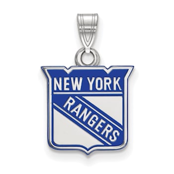 Rhodium Over Sterling Silver NHL LogoArt New York Rangers Enamel Pendant