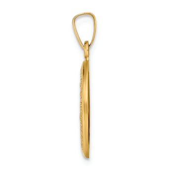14K Yellow Gold Polished and Satin Miraculous Medal Hollow Pendant