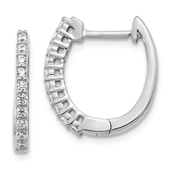 Rhodium Over 14K White Gold Lab Grown Diamond SI1/SI2, G H I, Hinged
Hoop Earrings
