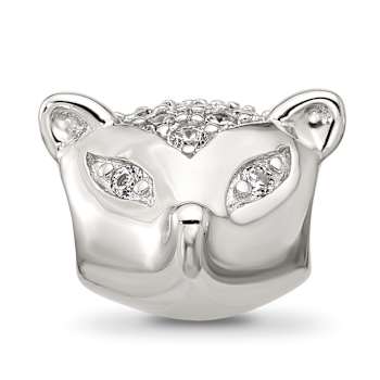 Sterling Silver Cubic Zirconia Fox Face Bead