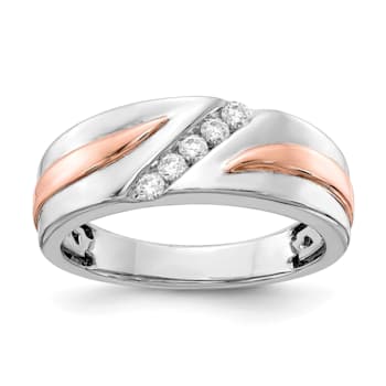 14K Two-tone Rose and White Gold Lab Grown Diamond Band