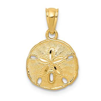 14k Yellow Gold Polished and Textured Sand Dollar Pendant