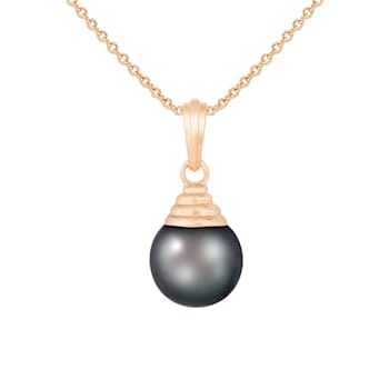 Cultured Tahitian Pearl 9mm Pendant in 14k rose gold