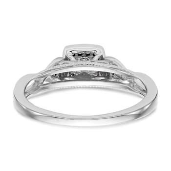 Rhodium Over 14K White Gold Lab Grown Diamond Complete Engagement Ring 0.204ctw
