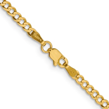 14k Yellow Gold 3.1mm Flat Cuban 16 Inch Chain