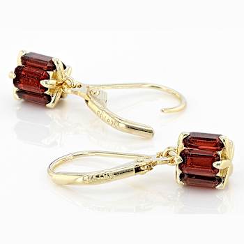 Garnet Geometric Dangle Earrings In 18K Gold Over Sterling Silver 3.40ctw