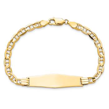14k Yellow Gold Mariner Link Soft Diamond Shape ID Bracelet