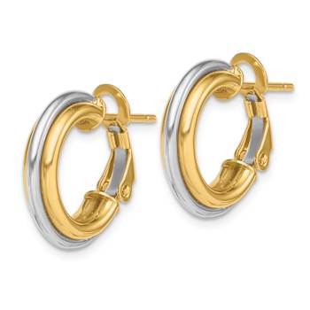 14k Two-tone 11/16" Polished Hoop Earrings
