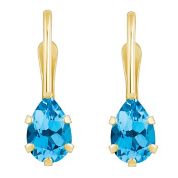 6x4mm Pear Shape Blue Topaz 10k Yellow Gold Drop Earrings