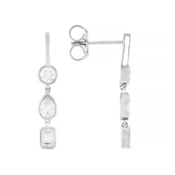 Multi-Shape Lab-Grown Diamond Dangle Earrings In 10K White Gold