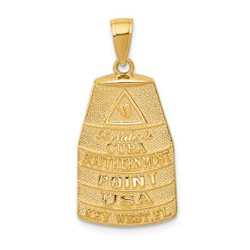 14k Yellow Gold Textured Southern Most Point USA KEY WEST Pendant