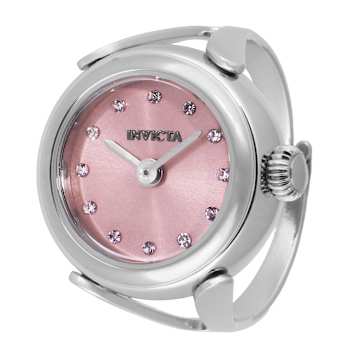 Invicta Women's Angel Mini 17.5mm Quartz Stainless Steel Pink Dial Ring Watch