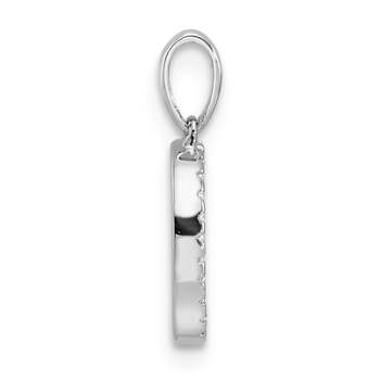 Rhodium Over 14k White Gold Diamond Letter D Initial Pendant