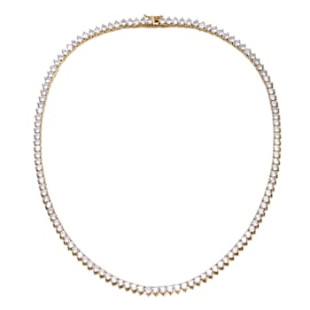 Flawless CZ Tennis Necklace In 14K Gold Over Sterling Silver