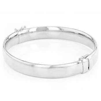 Classic Polished Hinged Bangle In Sterling Silver