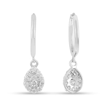 White Lab Grown Diamond Rhodium Over Sterling Silver Teardrop Huggie
Hoop Earrings VS GH