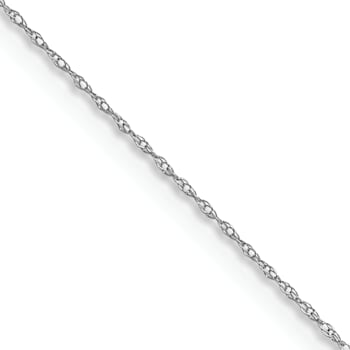Rhodium Over 14k White Gold 0.4mm Cable 13 Inch Chain