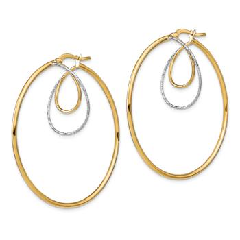 14k Two-tone Diamond-Cut 1 3/4" Twisted Circle Inside Hoop Earrings