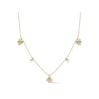 Sterling Statements 14K Yellow Gold Over Sterling Silver Freshwater
Pearl CZ Bee Charm Necklace
