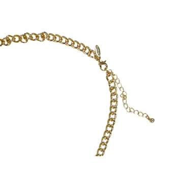 Gold Tone Metal Flower with Crystal Necklace