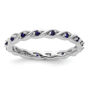 Sterling Silver Stackable Expressions Lab Created Sapphire Ring 0.33ctw