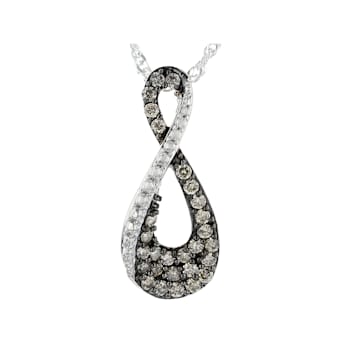 Champagne Diamond Rhodium Over Sterling Silver Pendant With Chain 0.35ctw