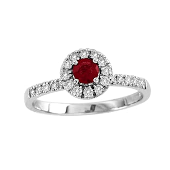 0.65ctw  Ruby and Diamond Ring in 14k White Gold