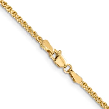 14k Yellow Gold 1.8mm Solid Diamond Cut Wheat Chain 30 inches
