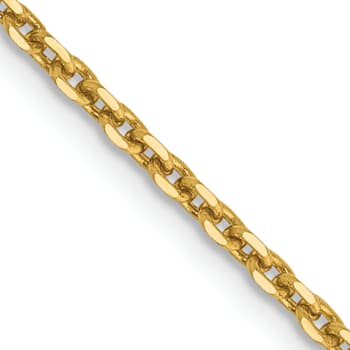 14K Yellow Gold 1.65mm Solid Diamond-cut Cable Chain Necklace