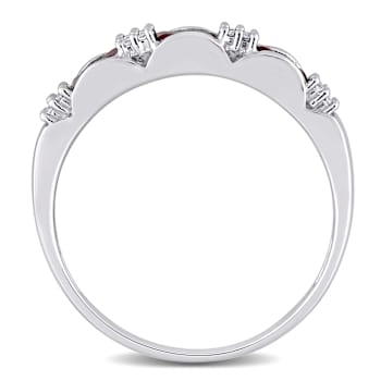 Ruby and Diamond 10K White Gold Ring 0.58ctw