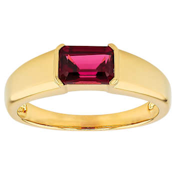 Grape Color Garnet Rectangular Octagonal Band Ring In 18K Gold Over
Sterling Silver 1.02ctw
