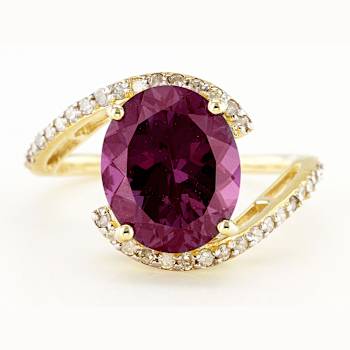Lab-Created Alexandrite And White Diamond Bypass Ring In Solid 14K
Yellow Gold 4.68ctw
