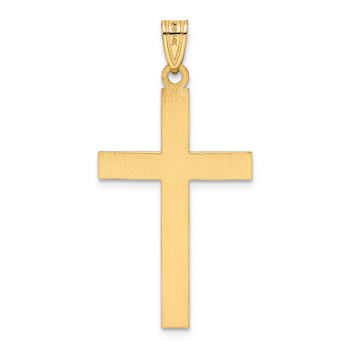 14k Yellow Gold Solid Laser Etched Cross Pendant