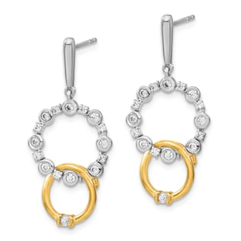 14K Two-tone Lab Grown Diamond SI1/SI2, G H I, Fancy Circle Drop Post Earrings