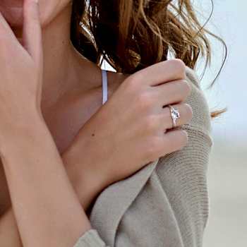 Aquamarine and Diamond 14K White Gold Crossover Ring 1.15ctw