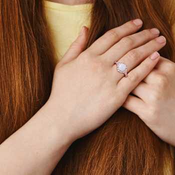 Opal, White Sapphire and Diamond 10K Rose Gold Ring 1.85ctw