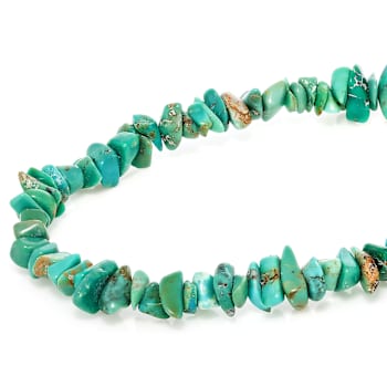 Green Turquoise Chip Strand Necklace In Sterling Silver