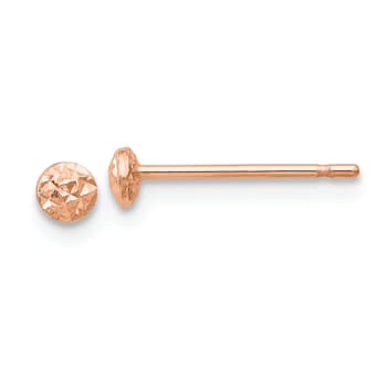 14k Rose Gold 3mm Diamond-Cut Puff Circle Stud Earrings