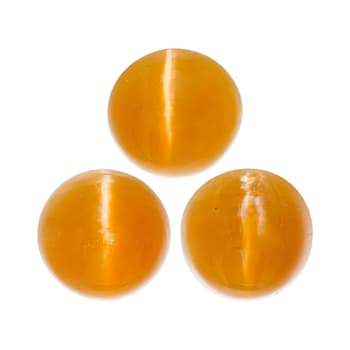 Fire Opal Cat's Eye 6.3mm Round Matched Set of 3 2.97ctw
