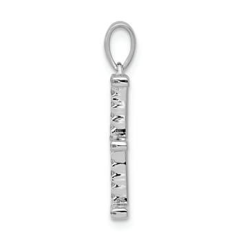 Rhodium Over 14K White Gold Diamond Letter E Initial Pendant